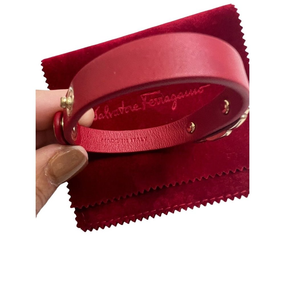 Ferragamo Red Leather  FERRAGAMO BRACELET WITH LOGO New In Box - Picture 8 of 12